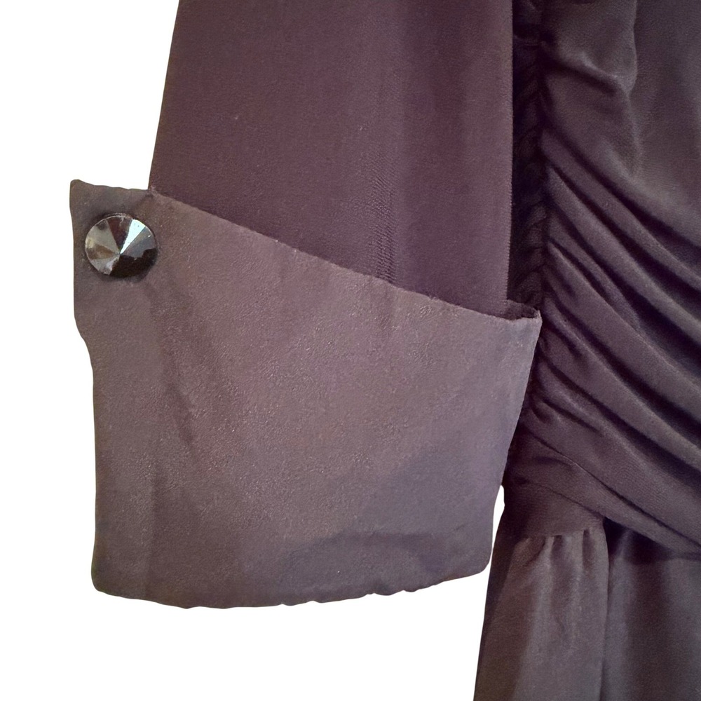 Eliza J Midi Dress Ruched Fit & Flare Women's 8 Black Retro Rockabilly Feminine - Picture 9 of 14